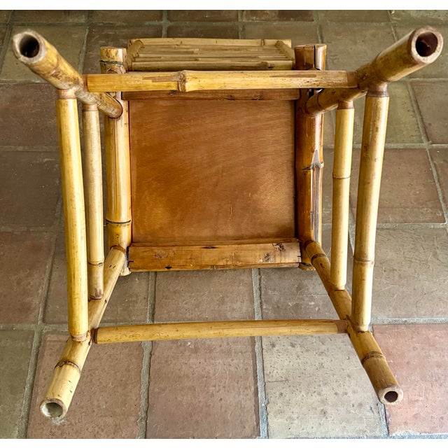Vintage 1970’s Chinoiserie Bamboo Ladder Back Accent Chair With Woven Rattan Seat, Paul Frankl Style- A Pair For Sale In San Antonio - Image 6 of 12