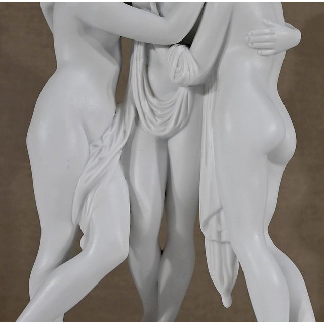 Les Trois Nymphes Sculptural Group, Early 20th Century, Biscuit Porcelain For Sale - Image 9 of 18
