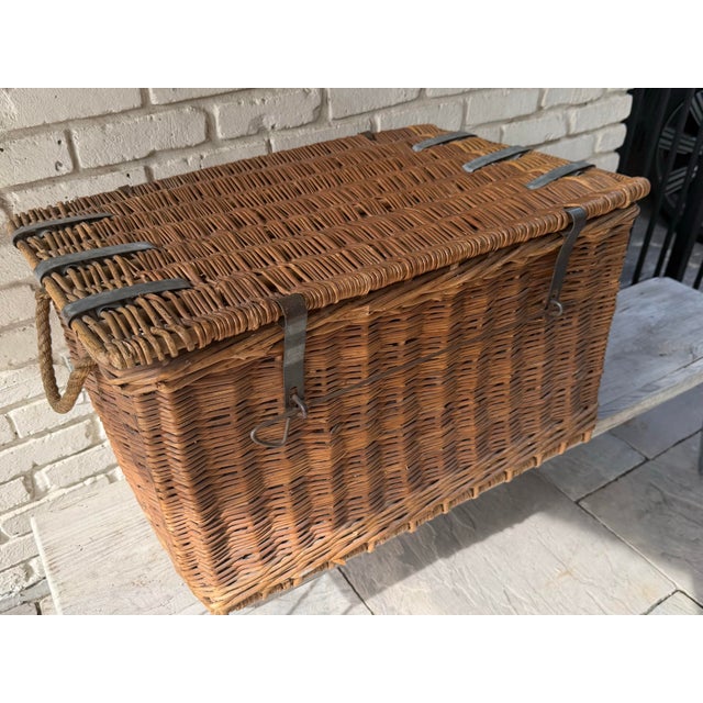 This is a gorgeous, medium tone, wicker Victorian beauty with handles and galvanized steel hardware. A stunning piece that...