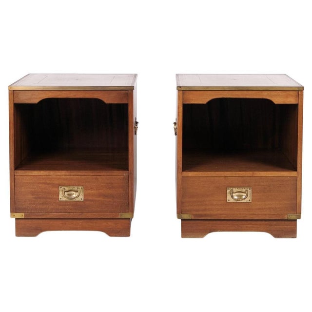 Bedside Tables in Mahogany with Leather Top by Bevan Funnell, 1960s, Set of 2 For Sale - Image 15 of 15