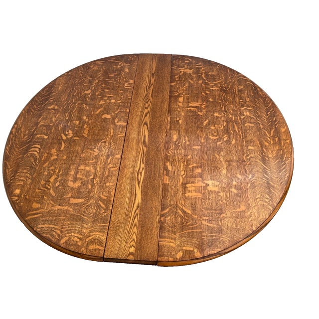 Early 20th Century Early 20th Century Old English Revival Round Expansion Dining Table, Baluster Legs Quarter Sawn Oak For Sale - Image 5 of 15