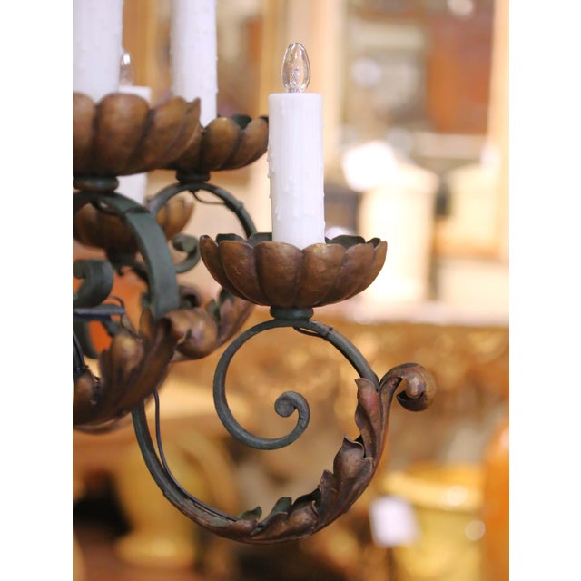 Early 20th Century French Louis XV Verdigris and Gilt 12-Light Iron Chandelier For Sale - Image 11 of 11