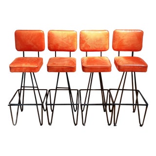 Art Deco Vintage Bar Counter Stools - Set of 4 For Sale
