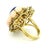 Ink Blue Italian 18k Gold Lapis, Coral, Ruby & Diamond Cocktail Ring, 1970s, Size 7 For Sale - Image 8 of 18