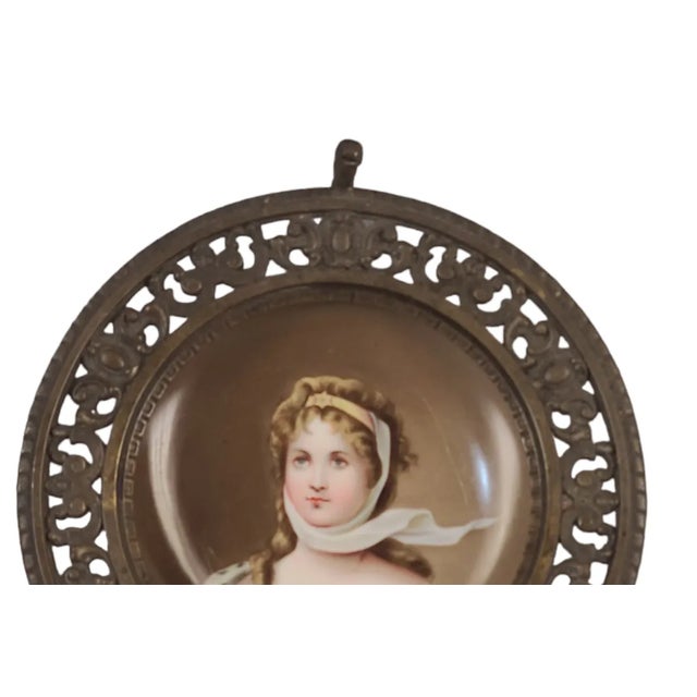 Late 19th Century Antique Late 19th Century Portrait Plate Queen Louise of Prussia Bronze Card Trinket Tray Holder For Sale - Image 5 of 10