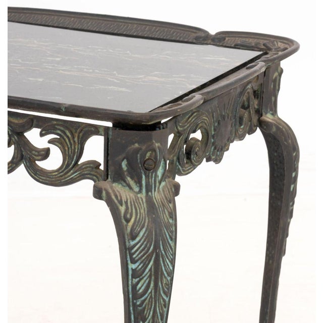 Mid 20th Century Louis XV Style Faux Marble Top Cast Iron End Table For Sale - Image 5 of 6
