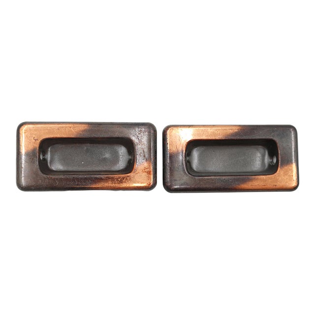 Pair of Vintage 2.875 In. Brass Japanned Window Sash Lifts For Sale