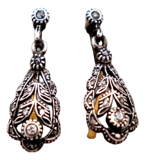 Earrings in 19.2k Gold and Paw with Diamonds, Set of 2