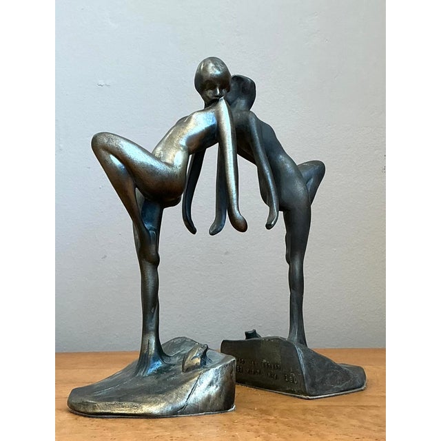 Late 20th Century Vintage Deco Dancing Nymph Bookends - Set of 2 For Sale - Image 5 of 12