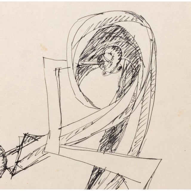 Seymour Lipton (American, 1903-1986), Abstract Expressionist Sculpture Study Sketch, Ink on Paper, unsigned, unframed. 11"...