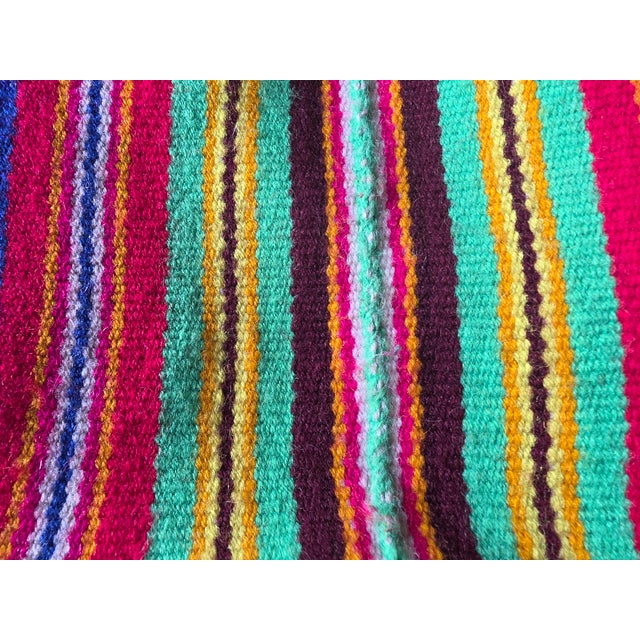 Antique Andean Folk Art Textile – Handwoven Geometric Pattern With Multicolor Fringe For Sale - Image 4 of 6
