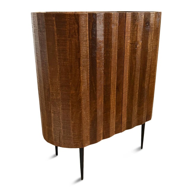 Mid-Century Modern Oval Bevel Wood Bar Hostess Stand For Sale - Image 3 of 10