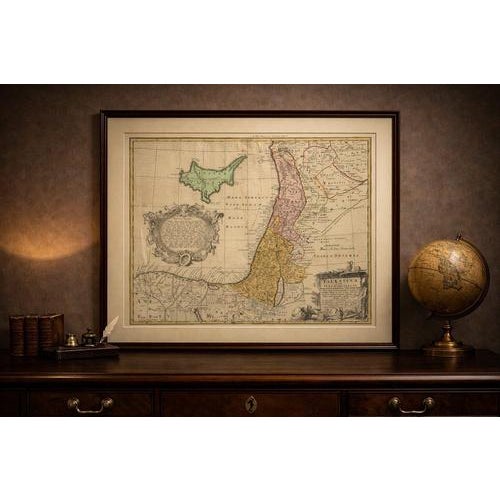 This finely engraved and original hand-colored map of the Holy Land, titled La Palestine ou la Terre Sainte, was revised...