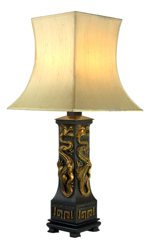 Vintage Gold Dragons Table Lamp, 1960s