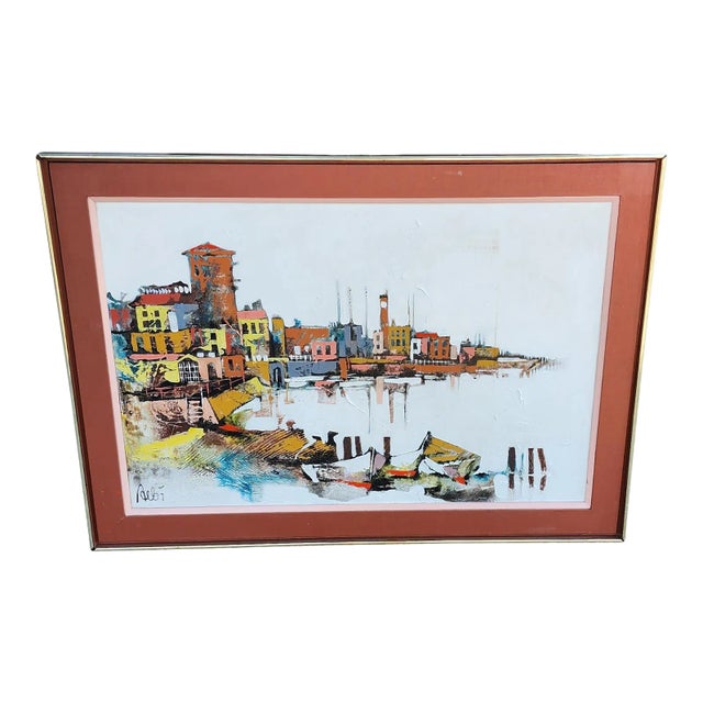 Ernst Aebi (American/Swiss, 1896-1972) Oil on Canvas Nautical Ship Framed Painting For Sale