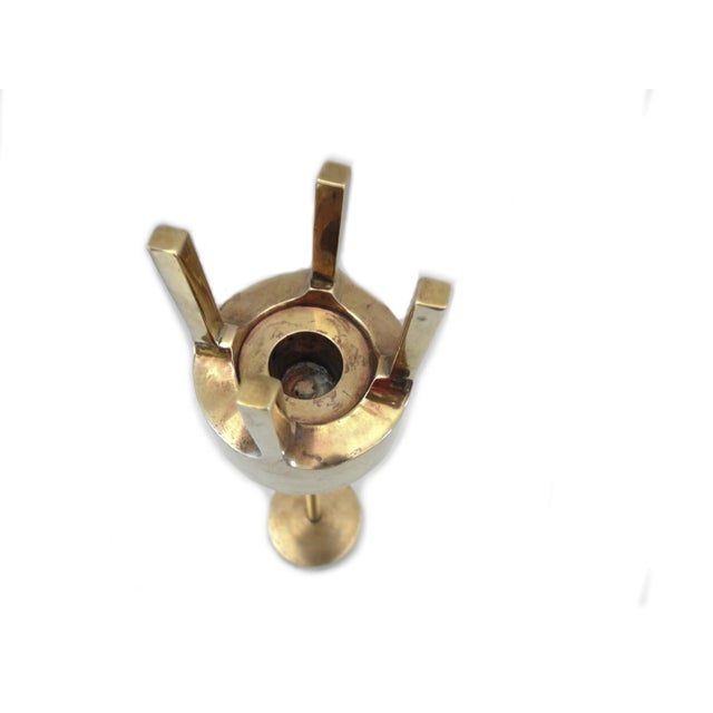 1960s 1960s Pierre Forssell Single Solid Brass Tall Modernist Candlestick For Sale - Image 5 of 8