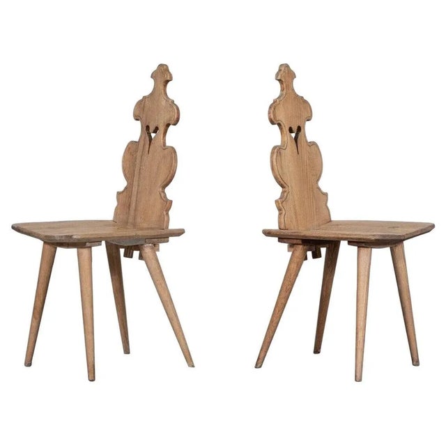 Set of 19th Century Swiss Elm Hall Chairs, 1890s For Sale - Image 12 of 12