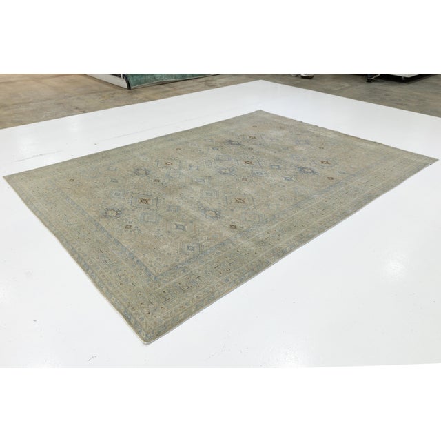 Antique Heriz Rug – Hand-Knotted Wool, Geometric in Soft Earth Tones For Sale - Image 4 of 10