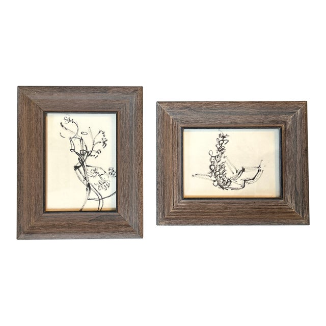 Two 1950’s Original Abstract Expressionist Figure Paintings - Set of Two For Sale