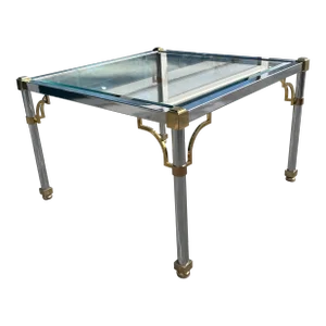 Mastercraft Chrome & Brass Coffee Table With Fretwork