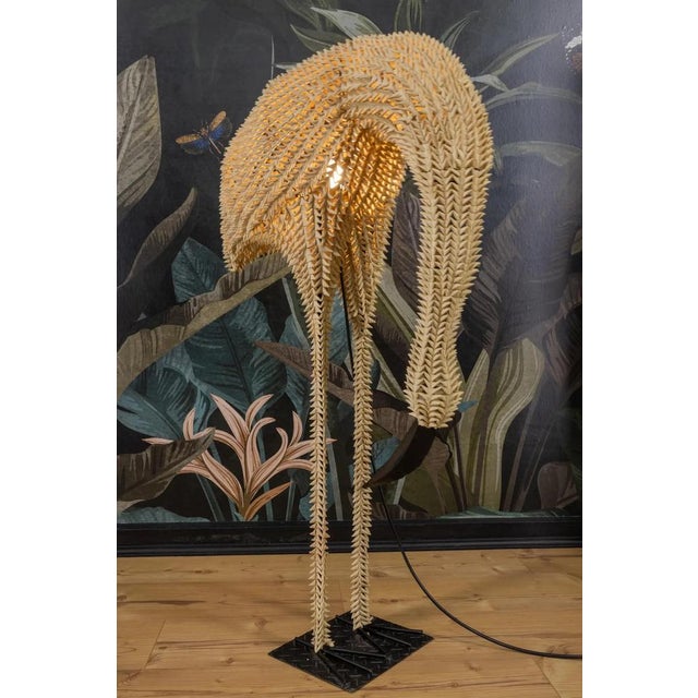 Mid-Century Modern Life-Size Rattan Bird Sculpture Floor Lamp, 1960s For Sale - Image 4 of 18