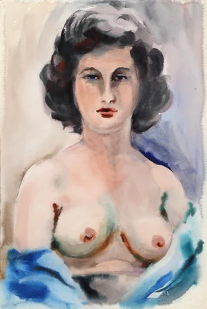 Eve Nethercott, Nude Portrait (P1.5), Watercolor on Paper