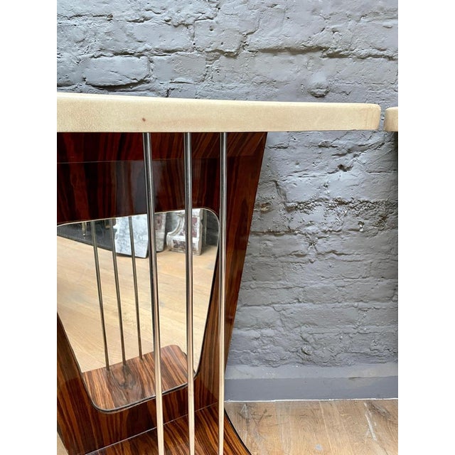 Italian Mirrored and Lacquered Goatskin Console Tables, 1950, Set of 2 For Sale - Image 7 of 17