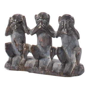 Early 20th Century Stone Carving of Three Monkeys - Hear No Evil, Speak No Evil, See No Evil
