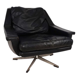ESA 802 Lounge Chair in Black Leather from Werner Langenfeld, 1970s For Sale