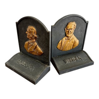 Mid 20th Century Cast Iron Literary Poet Bookends - A Pair For Sale