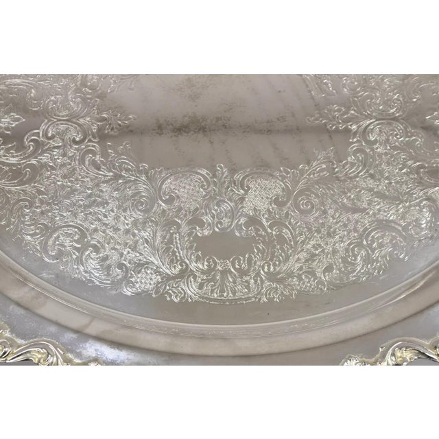 Victorian Vintage Towle Large Ornate Victorian Oval Silver Plated Serving Platter Tray For Sale - Image 3 of 12