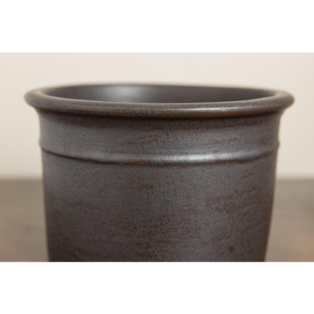 Ceramic Vintage California Modern Brown Glazed Stoneware Planter, Architectural Pottery Style For Sale - Image 7 of 9
