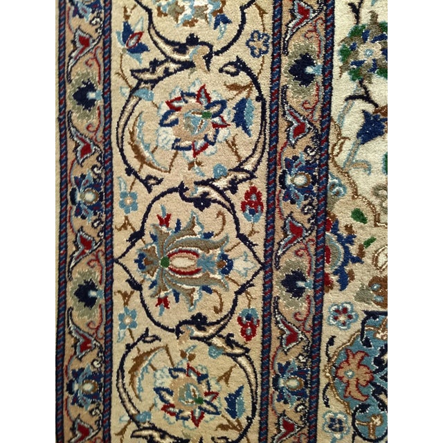 Vintage Persian Nain Room Size Rug, Handwoven Floral Pattern, Ivory & Blue, 7’ X 11’ For Sale - Image 10 of 12