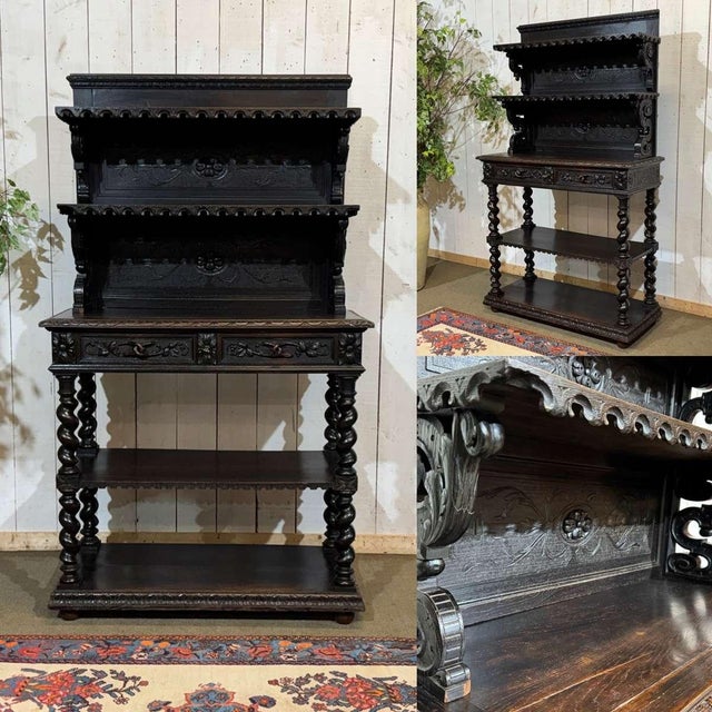 Late 19th century oak sideboard in the Henri II style - L=1m H=1.75m D=43cm