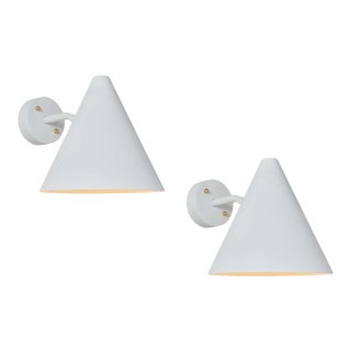 Hans-Agne Jakobsson 'Tratten' Outdoor Sconces in White - a Pair