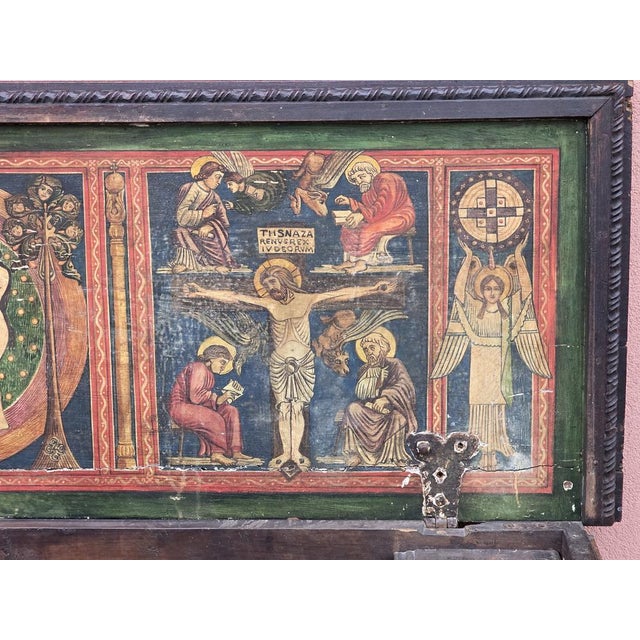 Neo-Medieval Hand-Carved Walnut Chest with Christian Iconography, 19th Century For Sale - Image 10 of 16
