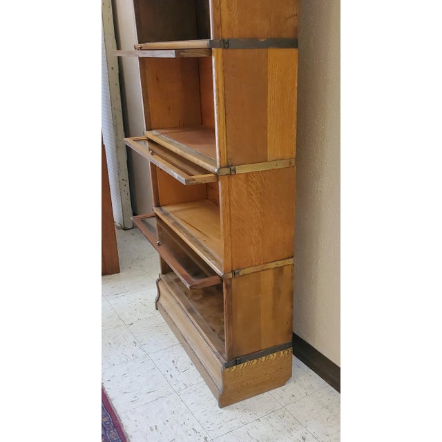 Antique Tall Globe Wernicke Quarter Sawn Oak Barrister Lawyer Bookcase 6 Stacks 1910s For Sale - Image 10 of 12