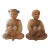 Vintage Hand Carved Wooden Statues Boy Girl Asian Influenced Figures - Set of 2 For Sale