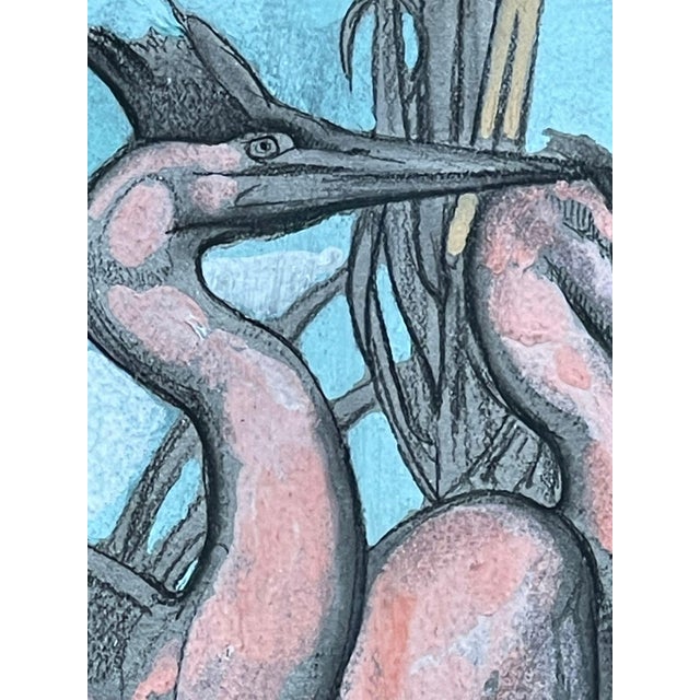 Paul Jouve, The Two Herons, 20th Century, Mixed Media For Sale - Image 4 of 12