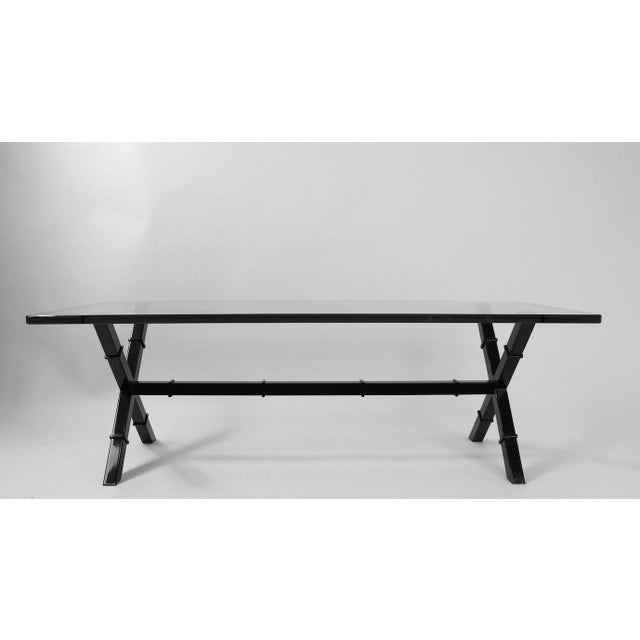 1970s Glass Top X Base Coffee Table For Sale - Image 12 of 12