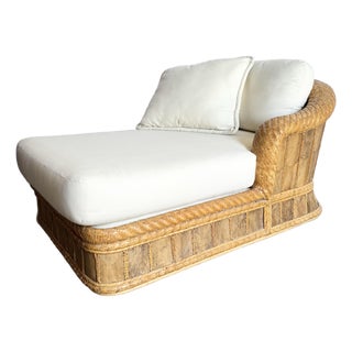 Boho Chic Wicker Rattan Chaise Lounge For Sale