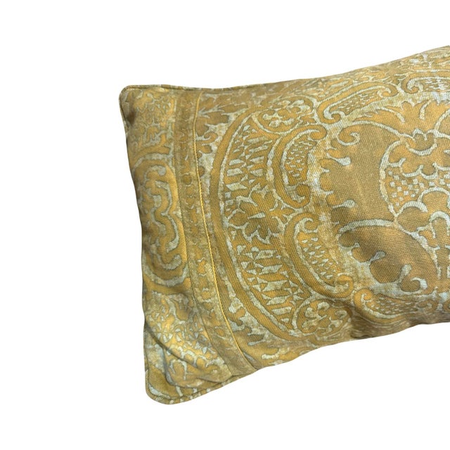 Vintage Italian cotton fabric Fortuny Pillow natural feather inside