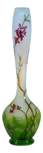Art Nouveau Cameo Long Neck Vase with Daphne Decor, Daum Nancy, France, 1910/15, 1890s