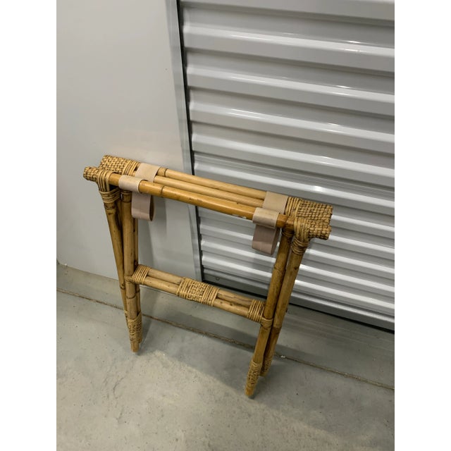 1980s Vintage 1980’s Bamboo & Wicker Folding Tray Table For Sale - Image 5 of 6