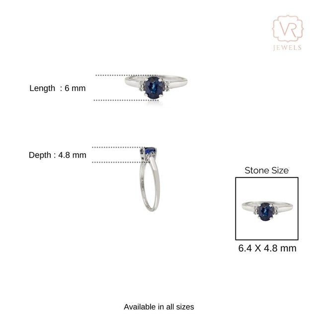 Ink Blue 14k White Gold 1.85Ct Natural Oval Blue Sapphire & Diamond Engagement Ring Size 6.5 For Sale - Image 8 of 12