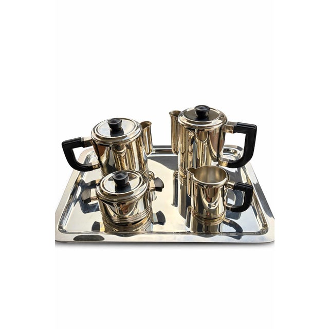 Christofle Christofle Gallia Model 0501 Art Deco Silver-Plated Coffee & Tea Service With Tray — 5 Pieces, France c.1930 For Sale - Image 4 of 12