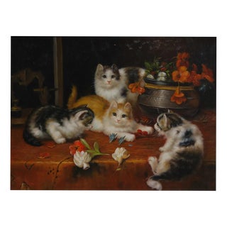 After Henriëtte Ronner-Knip, Painting of a kitten. Oil on Board For Sale