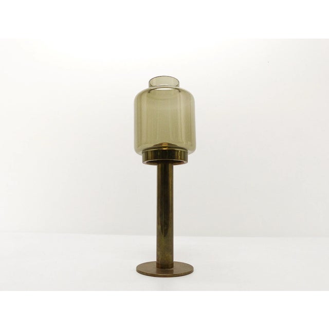 Hans-Agne Jakobsson Large Swedish Model L-102/32 Claudia Candlesticks in Brass and Tinted Glass by Hans-Agne Jakobsson for Markaryd, 1960s, Set of 3 For Sale - Image 4 of 9