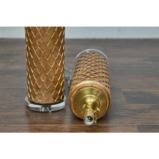 Gold 19th Century French Giltwood Fragments Made into Table Lamps - a Pair For Sale - Image 8 of 12
