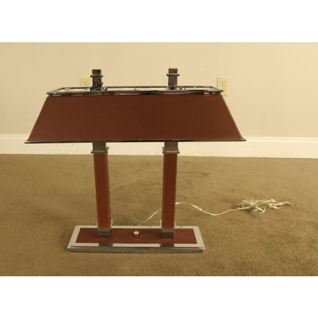 Ralph Lauren Leather & Chrome Double Student Desk Lamp Chairish